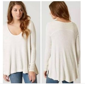 Free People Malibu Thermal Scoop Neck Waffle Knit L
